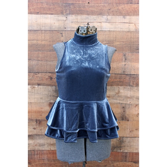 Torn by Ronny Kobo Tops - NEW Icy Blue Torn by Ronny Kobo Velvet Top Sm $176